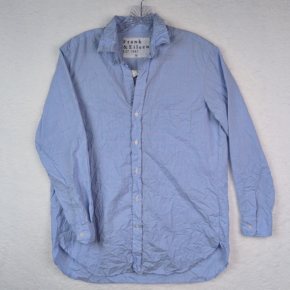 Frank & Eileen Joedy Button Up Shirt Sz Small Blue Pink Plaid Cotton